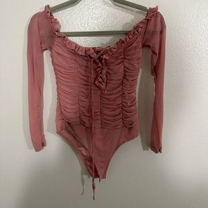 Pink tie bodysuit